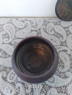 Raku Studio Pottery Bowl Raku Fired Iridescent Studio Art Pottery Artist Signed