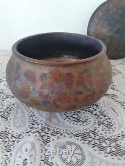 Raku Studio Pottery Bowl Raku Fired Iridescent Studio Art Pottery Artist Signed