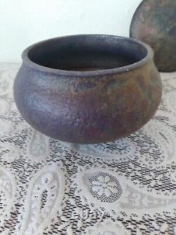 Raku Studio Pottery Bowl Raku Fired Iridescent Studio Art Pottery Artist Signed