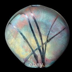 Raku Vase William K Turner Copper Iridescent Glaze Art Pottery Vintage Signed