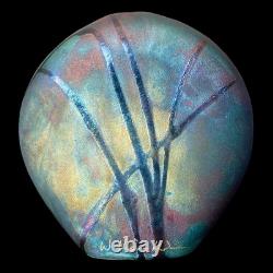 Raku Vase William K Turner Copper Iridescent Glaze Art Pottery Vintage Signed