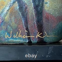 Raku Vase William K Turner Copper Iridescent Glaze Art Pottery Vintage Signed