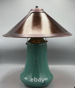 Rare California Faience Green Pottery Lamp Vintage