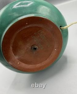 Rare California Faience Green Pottery Lamp Vintage