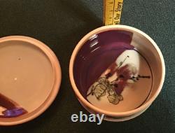 Rare Old Vintage David Batz studio pottery stoneware Rare Purple glazed Dish&Lid
