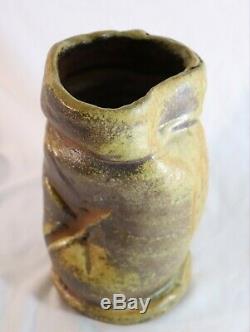 Rare Peter Callas Studio Art Pottery Large Vtg Brutalist Stoneware Vase