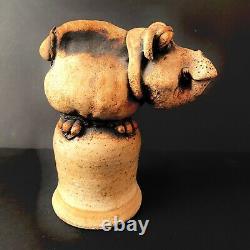 Rare Todd Warner Vintage Hippo Studio Art Pottery Animal Sculpture Figurine Bell