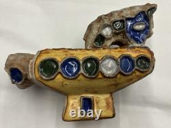 Rare Vintage Abstract Studio Pottery Sculpture Multicolor Glazed Art Vessel