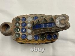 Rare Vintage Abstract Studio Pottery Sculpture Multicolor Glazed Art Vessel