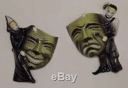 Rare Vintage Ceramic Arts Studio Hamlet & Ophelia Comedy Tragedy Masks MINT