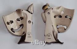 Rare Vintage Ceramic Arts Studio Hamlet & Ophelia Comedy Tragedy Masks MINT