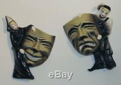 Rare Vintage Ceramic Arts Studio Hamlet & Ophelia Comedy Tragedy Masks MINT