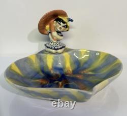 Rare Vintage Ceramic Arts Studio Madison WI Pixie Trinket Dish & 4 Figurine Set