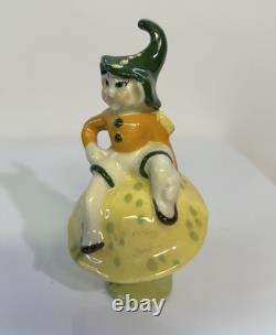 Rare Vintage Ceramic Arts Studio Madison WI Pixie Trinket Dish & 4 Figurine Set