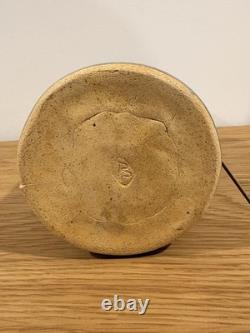 Rare Vintage Gunny Sack Studio Pottery Vase Canada Signed RP Blue Beige