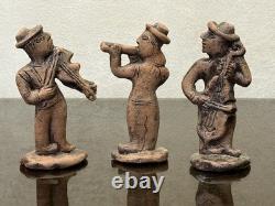 Rare Vintage LKSF Studio Pottery Figurines Trio of Musicians, L. Kiseleva, 1980