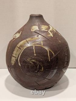 Rare Vintage Large HugeSigned Studio Pottery Vessel Signed ED Or CB