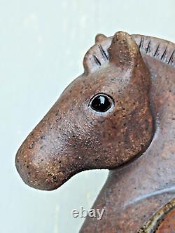 Rare Vintage MCM Studio Pottery Fjord Dala Horse Scandi Sculpture Objet d'Art