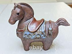 Rare Vintage MCM Studio Pottery Fjord Dala Horse Scandi Sculpture Objet d'Art
