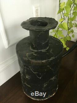 Rare Vintage Mid Century Brutalist Large Black Studio Stoneware Ceramic Pottery
