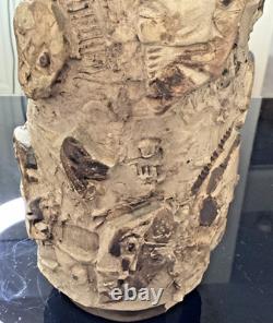 Rare Vintage Pottery Vase With Faces