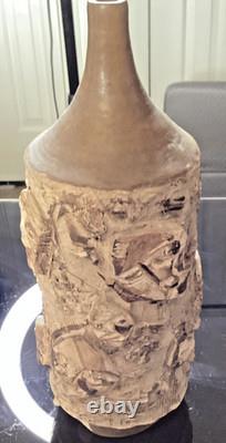 Rare Vintage Pottery Vase With Faces