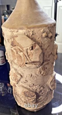Rare Vintage Pottery Vase With Faces