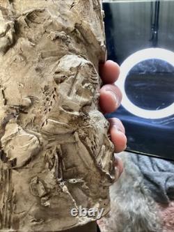 Rare Vintage Pottery Vase With Faces