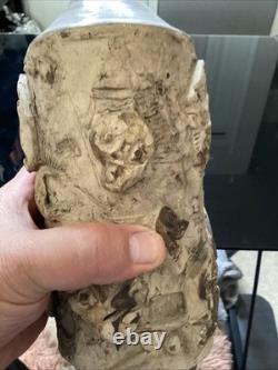 Rare Vintage Pottery Vase With Faces
