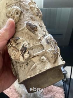 Rare Vintage Pottery Vase With Faces