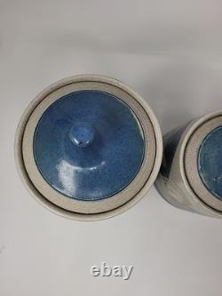 Rare Vintage Signed Studio Pottery Covered Canister Set by Don Hanson 1970's