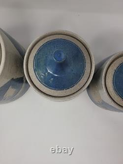 Rare Vintage Signed Studio Pottery Covered Canister Set by Don Hanson 1970's