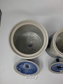Rare Vintage Signed Studio Pottery Covered Canister Set by Don Hanson 1970's