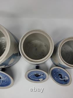 Rare Vintage Signed Studio Pottery Covered Canister Set by Don Hanson 1970's