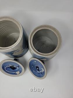 Rare Vintage Signed Studio Pottery Covered Canister Set by Don Hanson 1970's
