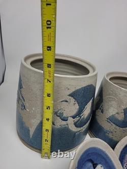 Rare Vintage Signed Studio Pottery Covered Canister Set by Don Hanson 1970's