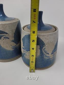 Rare Vintage Signed Studio Pottery Covered Canister Set by Don Hanson 1970's