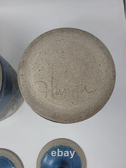 Rare Vintage Signed Studio Pottery Covered Canister Set by Don Hanson 1970's