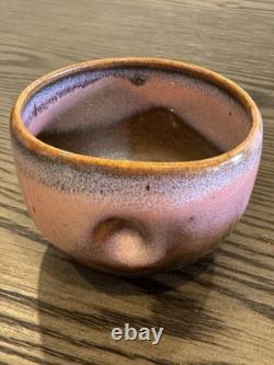 Rare Vintage Signed Studio Pottery Tea Bowl Hand Thrown Stoneware Owl Motif