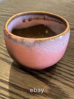 Rare Vintage Signed Studio Pottery Tea Bowl Hand Thrown Stoneware Owl Motif