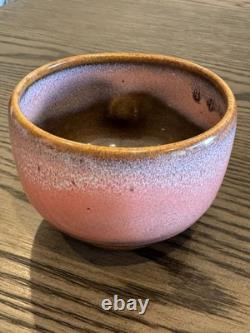 Rare Vintage Signed Studio Pottery Tea Bowl Hand Thrown Stoneware Owl Motif