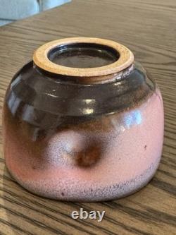 Rare Vintage Signed Studio Pottery Tea Bowl Hand Thrown Stoneware Owl Motif