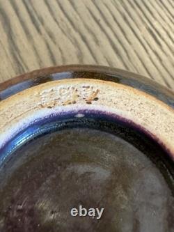 Rare Vintage Signed Studio Pottery Tea Bowl Hand Thrown Stoneware Owl Motif