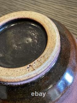 Rare Vintage Signed Studio Pottery Tea Bowl Hand Thrown Stoneware Owl Motif