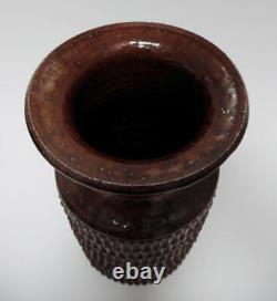 Rare Vtg 1970's Paul Bellardo MidCentury Modernist Studio Pottery Brown 10 Vase