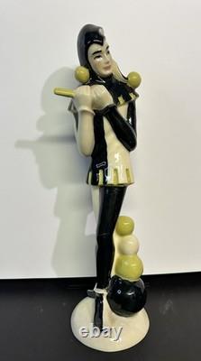 Rare Vtg Ceramic Arts Studio King's Jester Flutist & Lutist Figurines Set AS IS