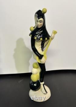 Rare Vtg Ceramic Arts Studio King's Jester Flutist & Lutist Figurines Set AS IS