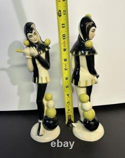 Rare Vtg Ceramic Arts Studio King's Jester Flutist & Lutist Figurines Set AS IS