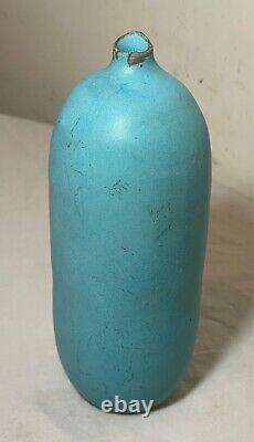 Rare vintage handmade signed Judy Jackson studio baby blue glaze pottery vase