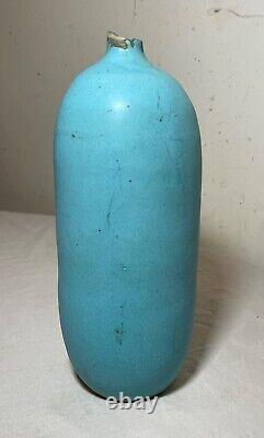 Rare vintage handmade signed Judy Jackson studio baby blue glaze pottery vase